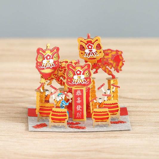 FingerART DIY紙藝術模型 香港文化系列-舞獅 (附展示盒)