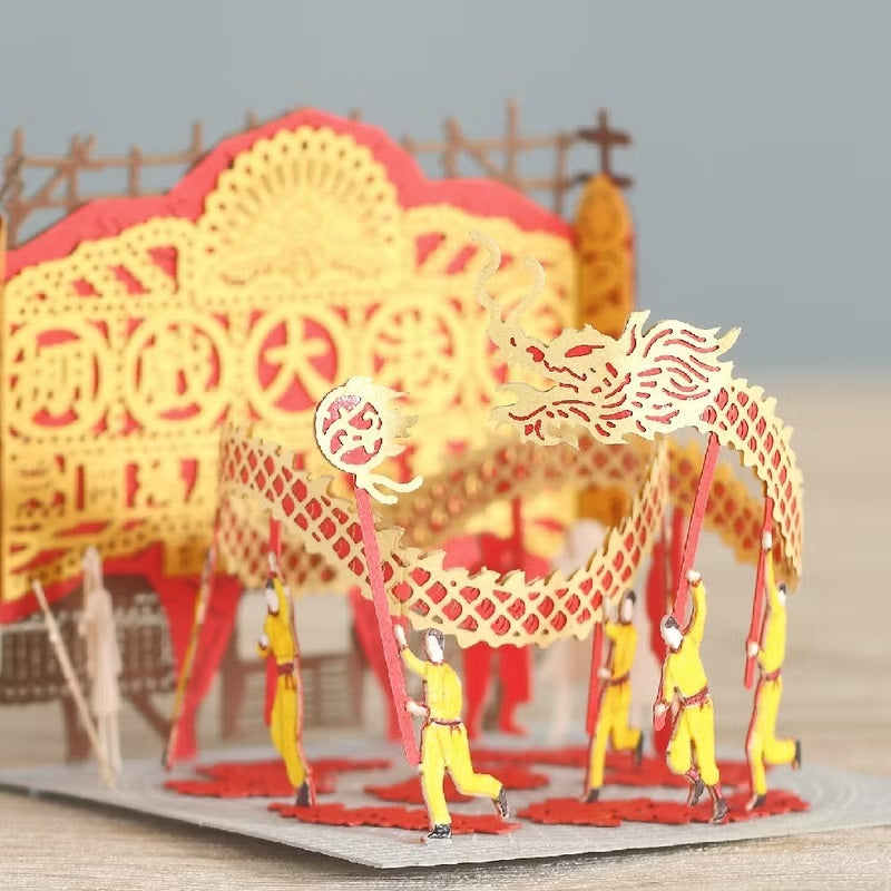 FingerART DIY紙藝術模型 香港文化系列-舞龍 (附展示盒)