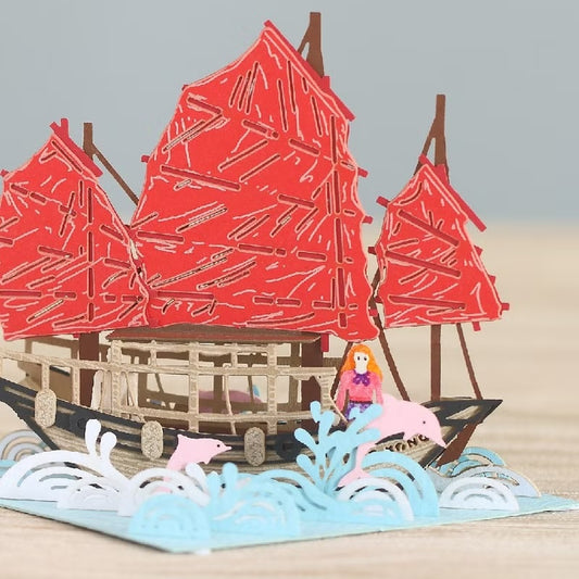 FingerART DIY紙藝術模型 香港文化系列-香港帆船(附展示盒)