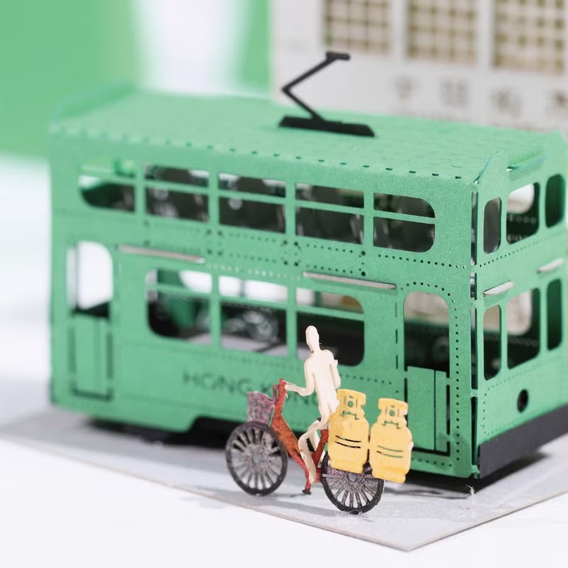 FingerART DIY紙藝術模型 香港文化系列-電車 (附展示盒)