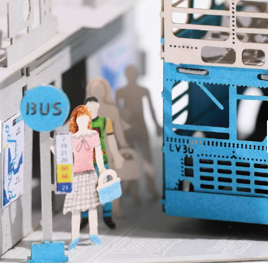 FingerART DIY Paper Art Model Hong Kong Series-Hong Kong Bus (With Display Box)