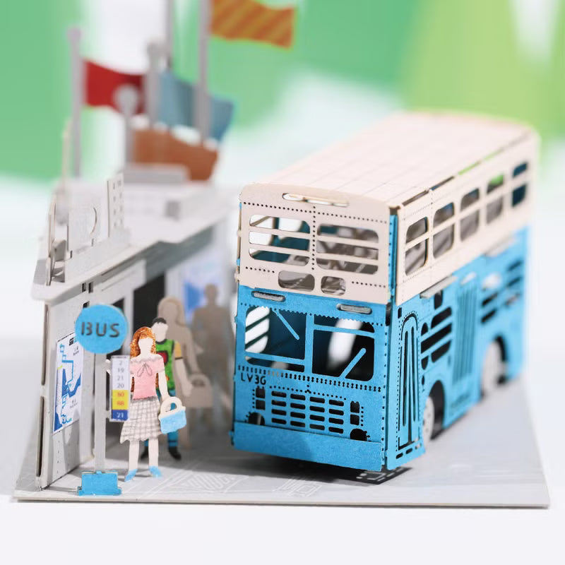 FingerART DIYペーパーアートモデル香港文化シリーズー中華バス(ディスプレイボックス付き)