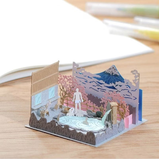 FingerART DIY紙藝術模型 日本文化系列- 富士山溫泉旅館(附展示盒)