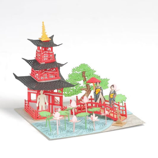 FingerART DIY紙藝術模型 日本文化系列- 三重塔(附展示盒)