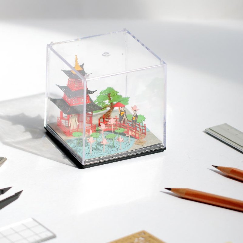 FingerART DIY紙藝術模型 日本文化系列- 三重塔(附展示盒)