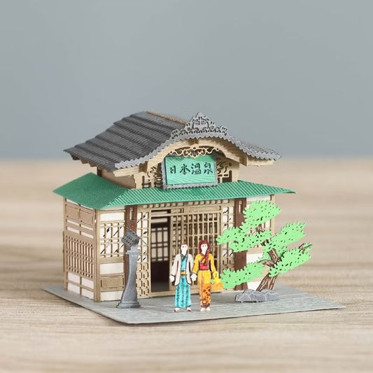 FingerART DIY紙藝術模型 日本文化系列- 日本溫泉(附展示盒)