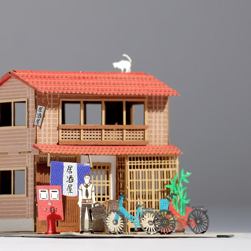FingerART DIYペーパーアートモデル日本文化シリーズー居酒屋 (ディスプレイボックス付き)