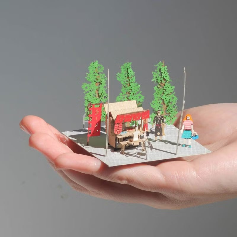 FingerART DIY紙藝術模型 日本文化系列-屋台(附展示盒)
