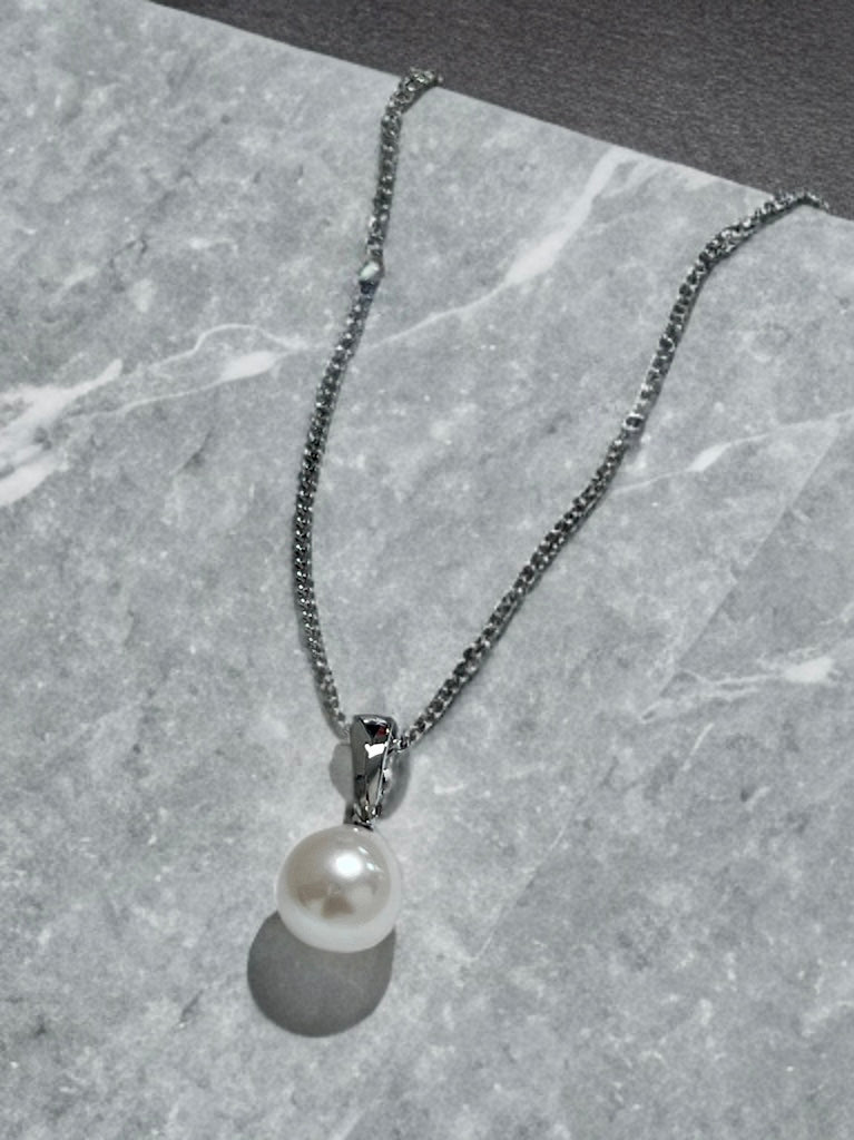 【Ehime Prefecture】Akoya Single Pearl Pendant Necklace 7.0-7.5mm