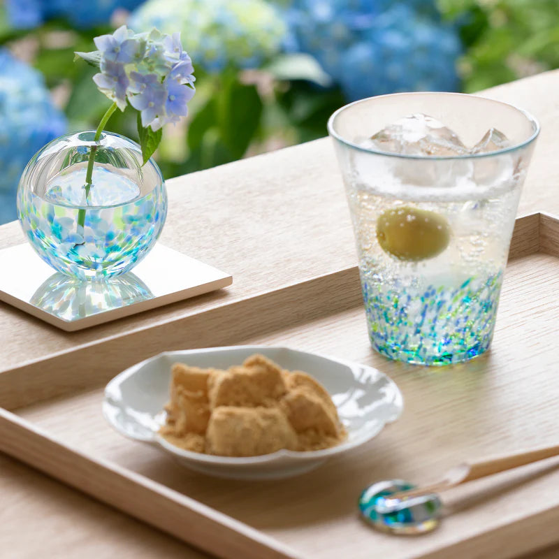 【津輕玻璃】 「日本色彩風景系列」玻璃杯 - 紫陽花