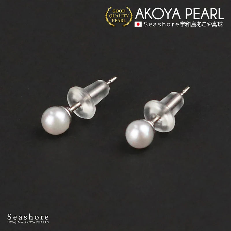 【Ehime Prefecture】Baby Pearl Stud Earrings Metal Allergy Friendly [3.5-4.0mm] 