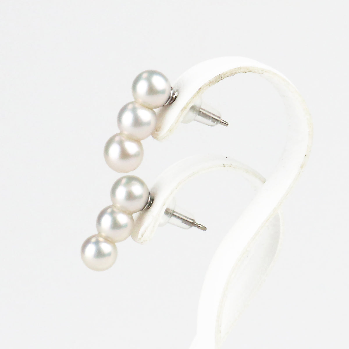 【Ehime Prefecture】Akoya 3 pieces Pearl Pierced Earrings 5.0-5.5mm