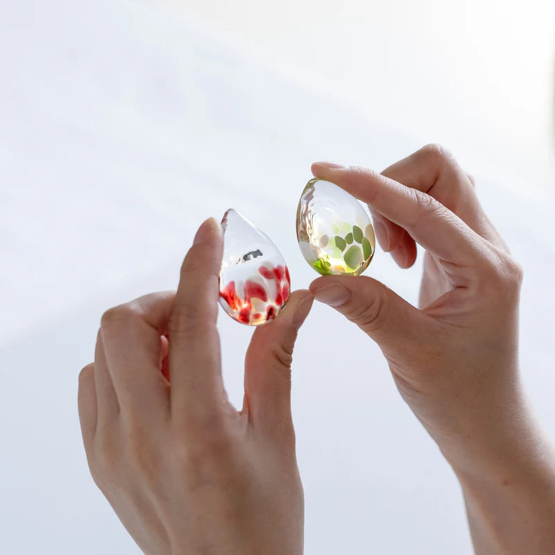 【津輕玻璃】「蘋果自然色系列」青蘋果水滴筷子架