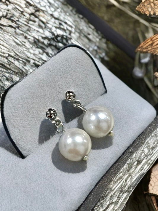 【Ehime Prefecture】Akoya Pearl swing earrings / earrings for women [3 types] Titanium/SV925/brass [6.5-7.0mm] Akoya pearl dangling