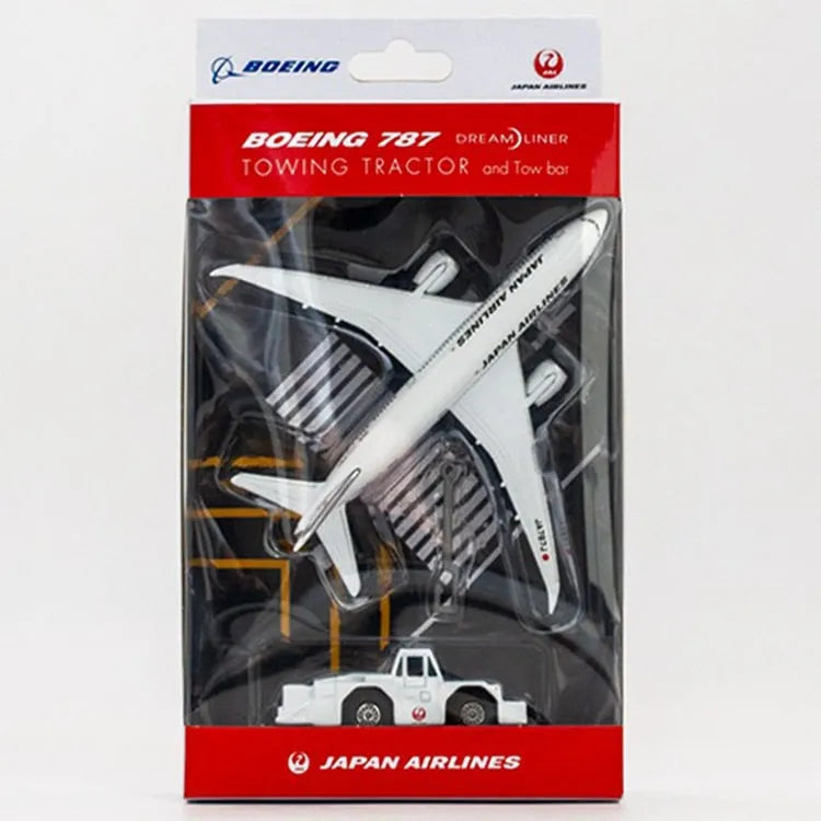 JAL 787 Plane and Towing Tractor Set