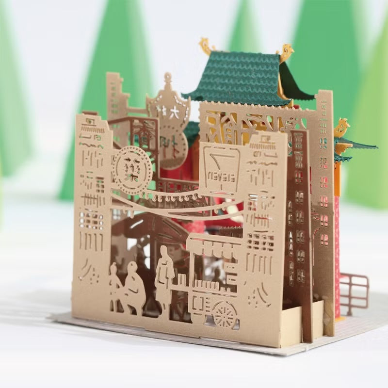 FingerART DIY紙藝術模型 香港文化系列-廟街 （附展示盒）