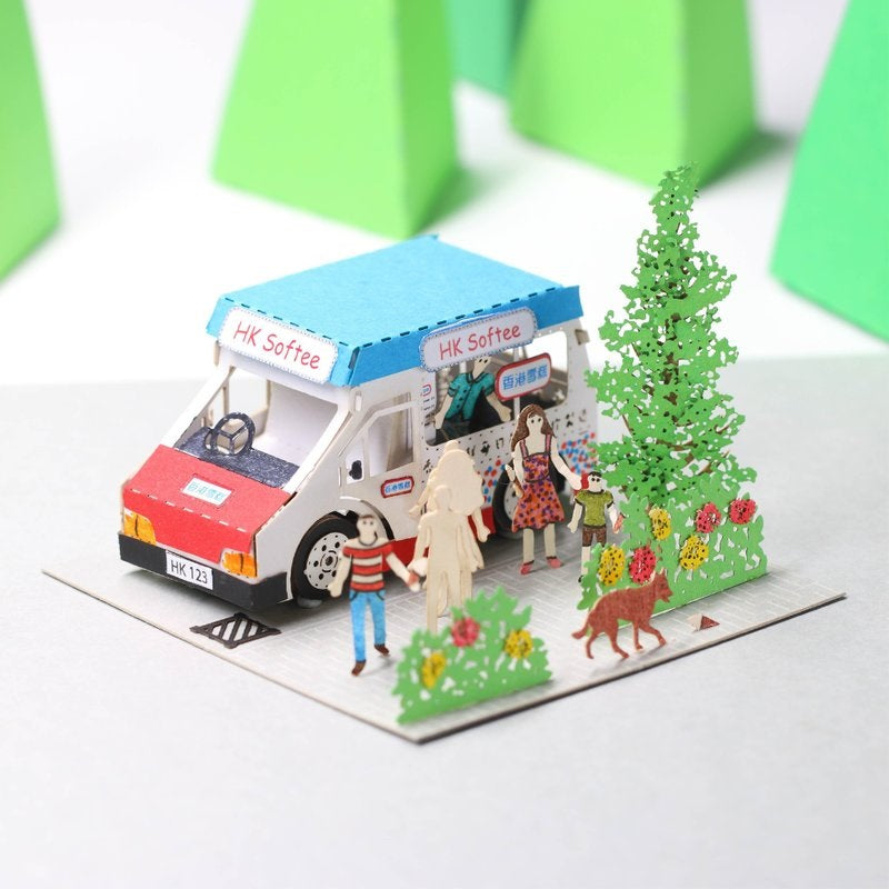 FingerART DIY紙藝術模型 香港文化系列-雪糕車 （附展示盒）