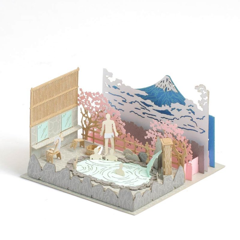 FingerART DIY紙藝術模型 日本文化系列- 富士山溫泉旅館（附展示盒）