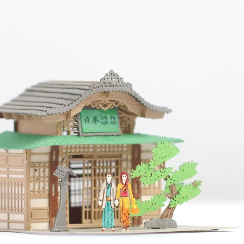 FingerART DIY紙藝術模型 日本文化系列- 日本溫泉（附展示盒）