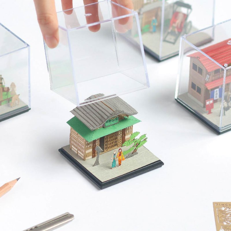FingerART DIY紙藝術模型 日本文化系列- 日本溫泉（附展示盒）