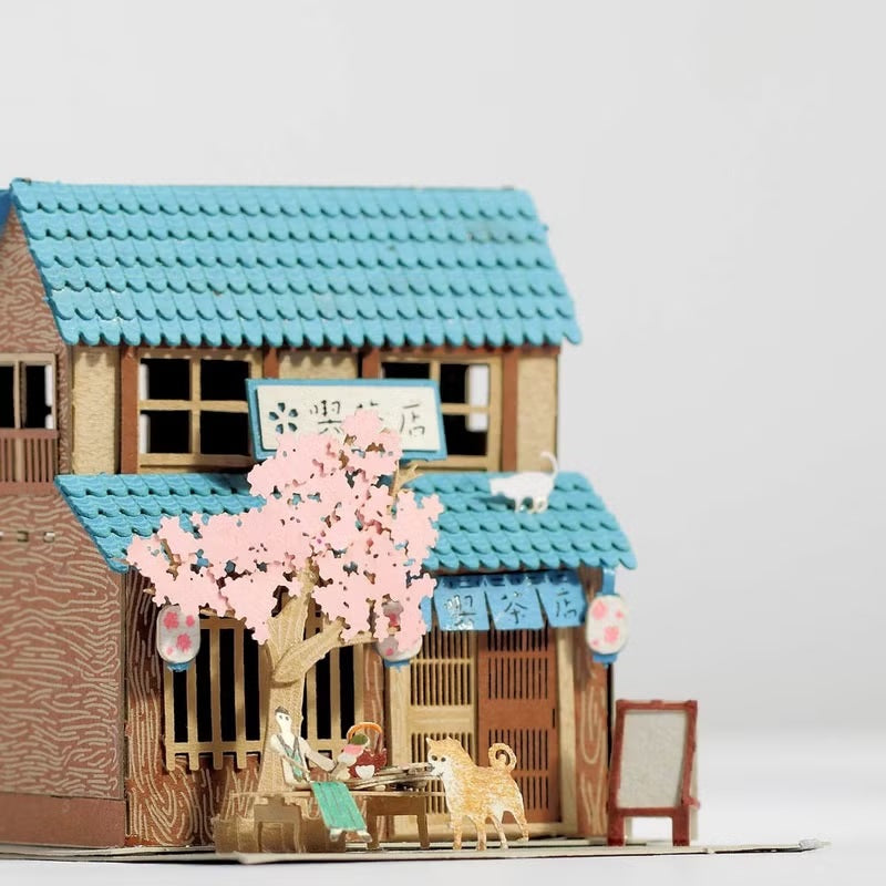 FingerART DIY紙藝術模型 日本文化系列- 喫茶店（附展示盒）