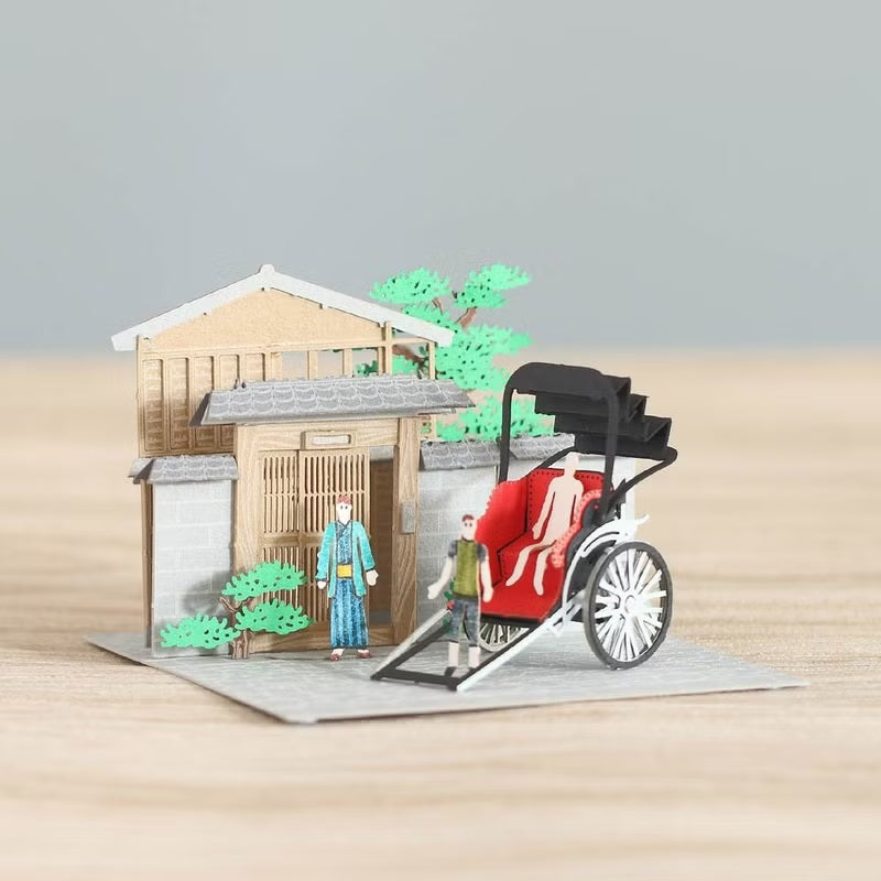 FingerART DIY紙藝術模型 日本文化系列-人力車（附展示盒）