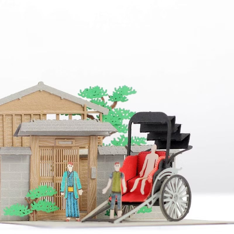 FingerART DIY紙藝術模型 日本文化系列-人力車（附展示盒）
