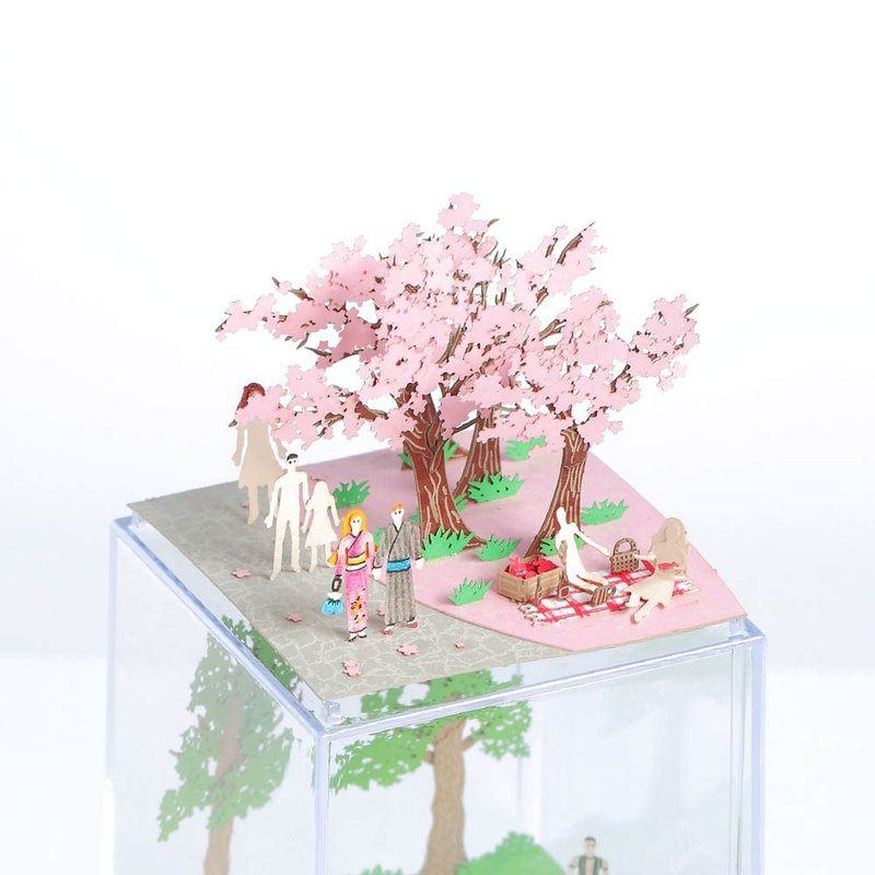 FingerART DIY紙藝術模型 日本文化系列-櫻花路（附展示盒）