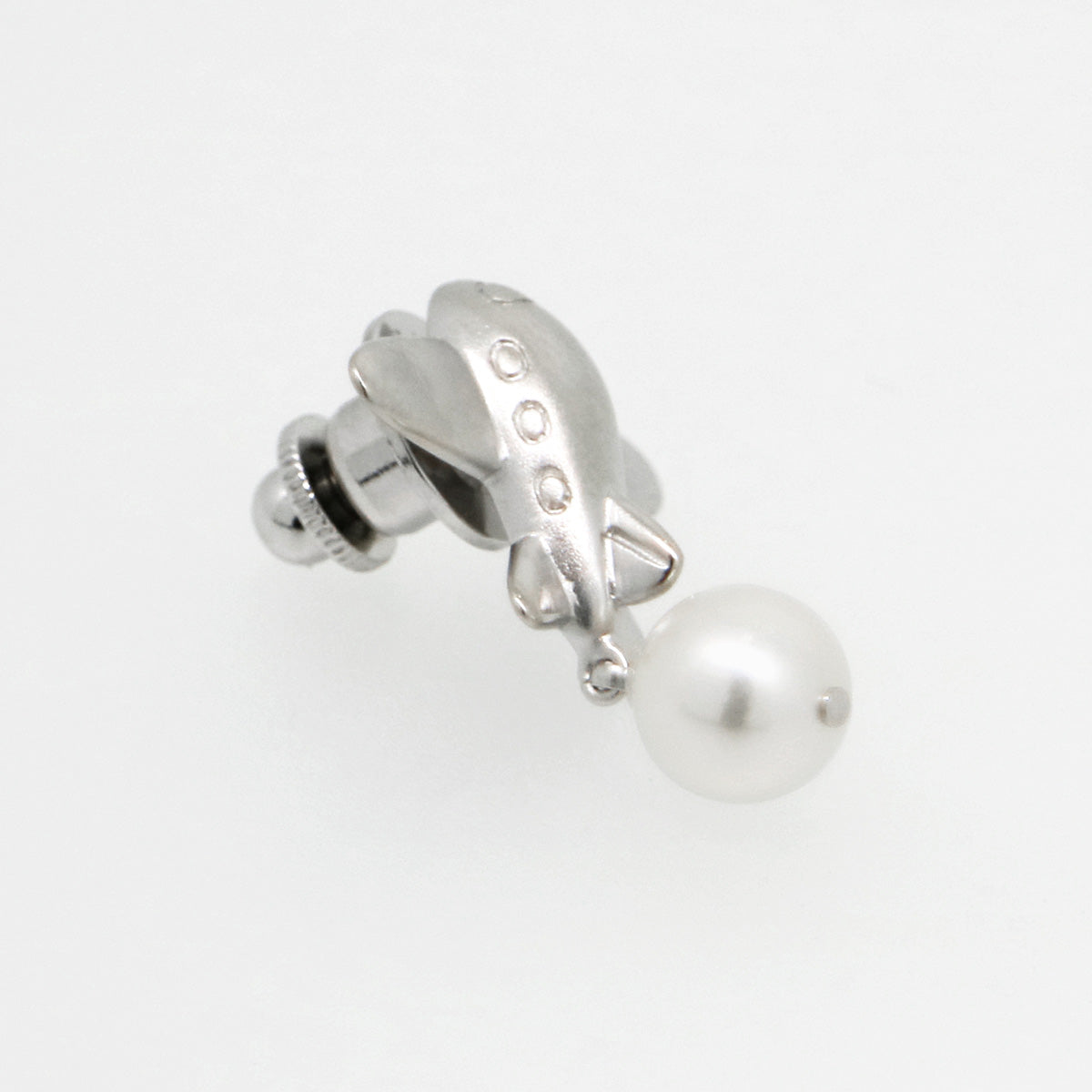 【Ehime Prefecture】Air Plane Pin Brooch White 8.0-8.5mm